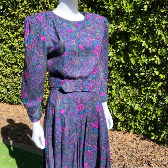 E.D. Michaels Vintage Paisley Long Sleeved Dress - Picture 1 of 11